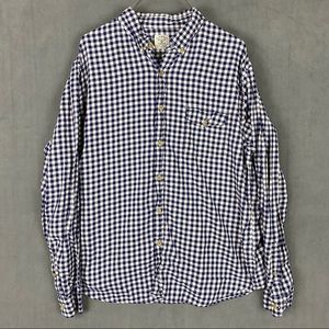 J. Crew Men's XL Work Shirt Blue and White Check Long Sleeve Button Down